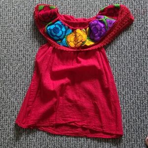 Red embroidered top